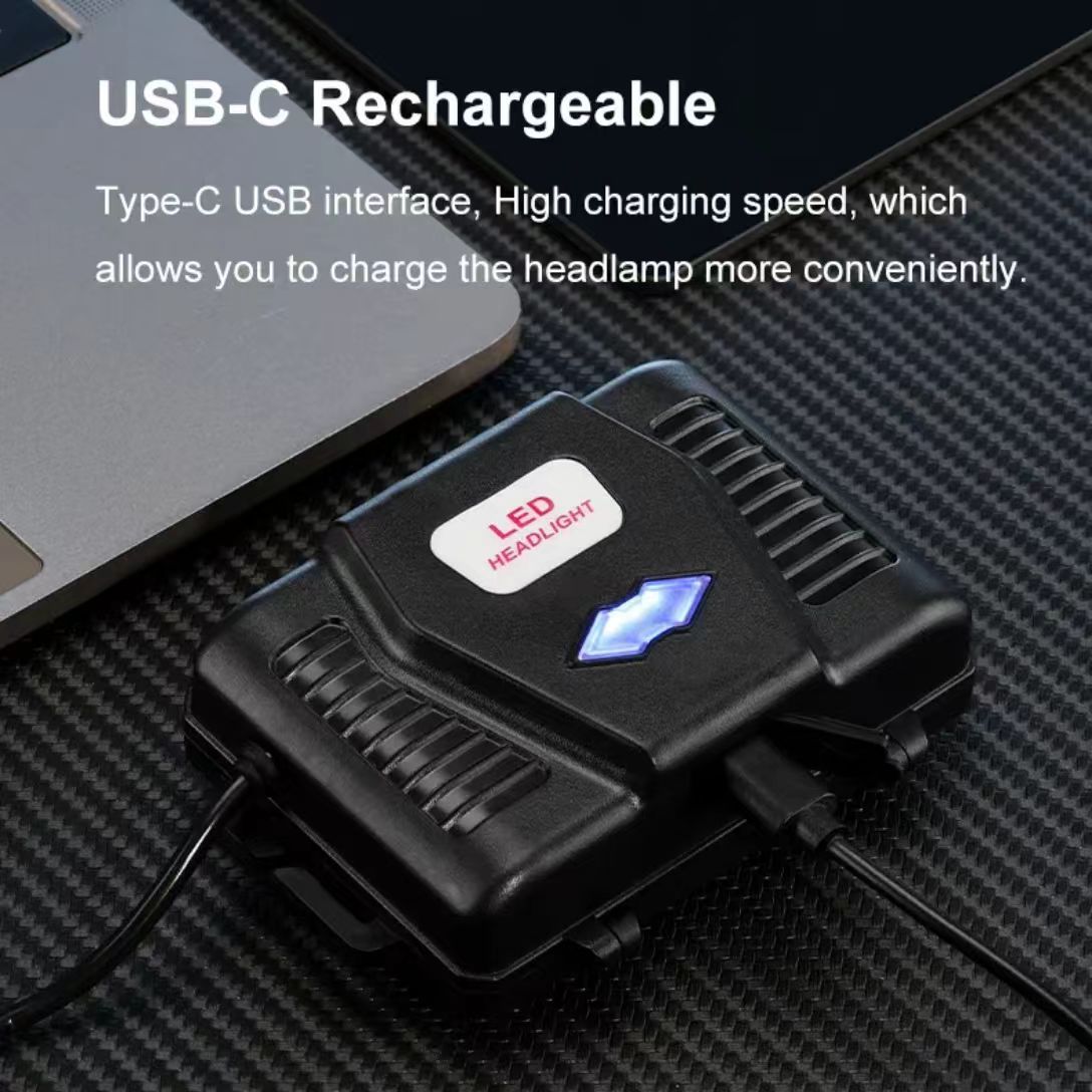 White laser high-intensity dual-light zoom headlamp, USB charging, outdoor night fishing, waterproof, long-lasting portable long-range headlamp Application Scenario