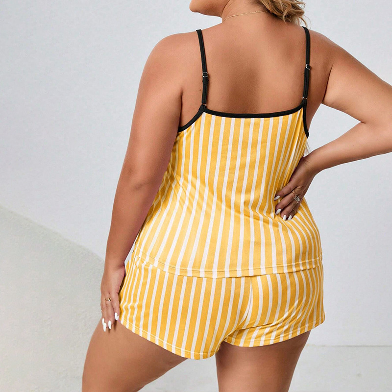 temu cross-border summer halter shorts, overweight and plus-size women's pajamas, plus-size home wear set, European and American Specification drawing