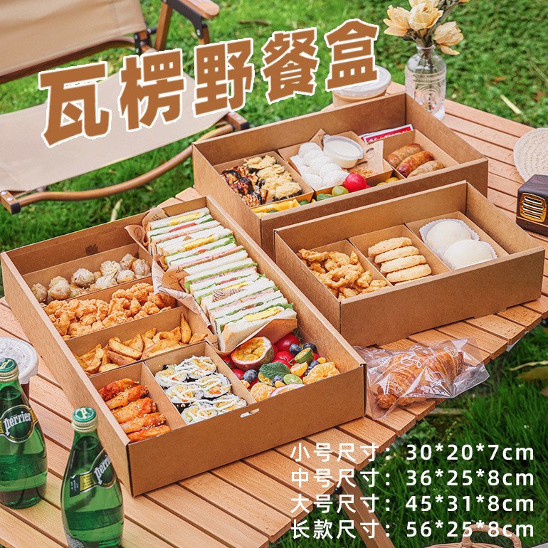 瓦楞野餐盒一次性塑料餐盒锡纸盒野餐用品