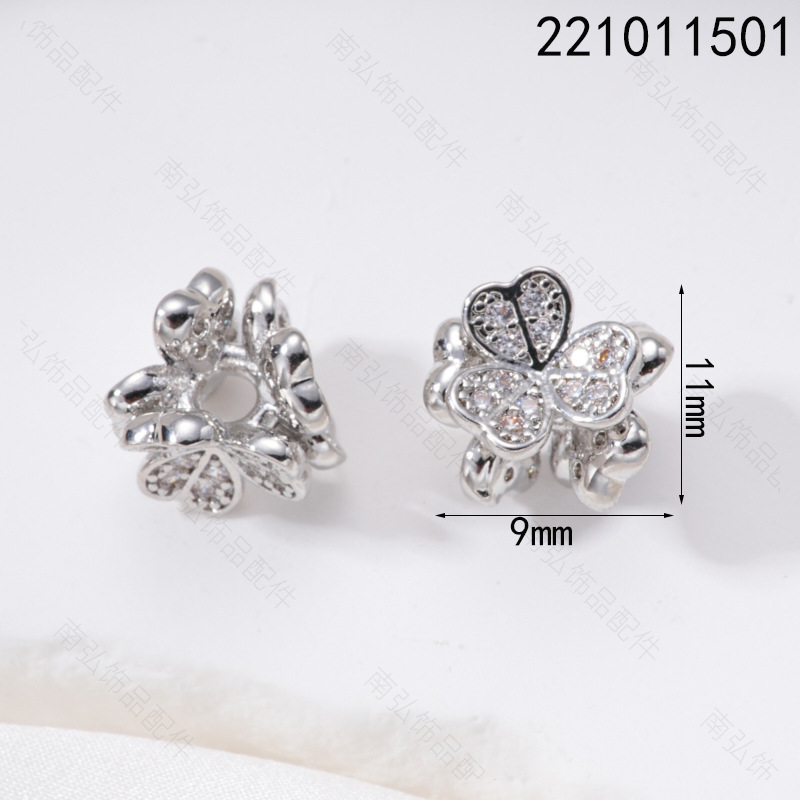18k zircon beads, double-petal flower holders, DIY jewelry accessories, bracelets, sweater chains, copper accessories wholesale, tulips Specification image