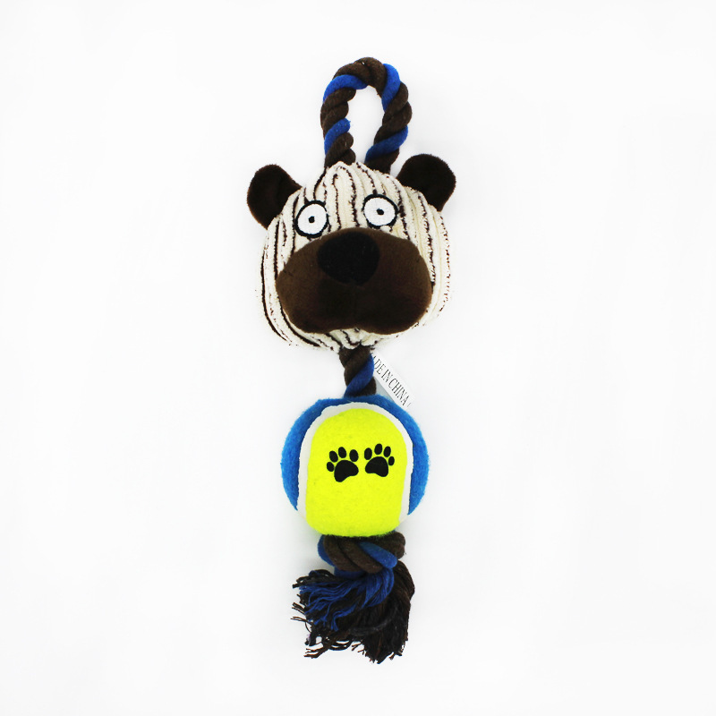Ball-throwing pet, knot-throwing plush sound-making toy, large, medium and small dog chewing, grinding teeth and cleaning fun toy Application Scenario