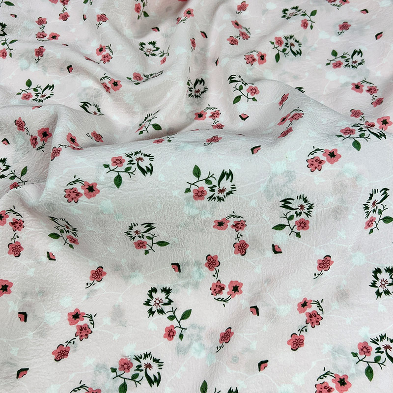 精品平纹一品皱印花连衣裙面料 休闲裤女装沙滩系列花布饰品布料 Specification image