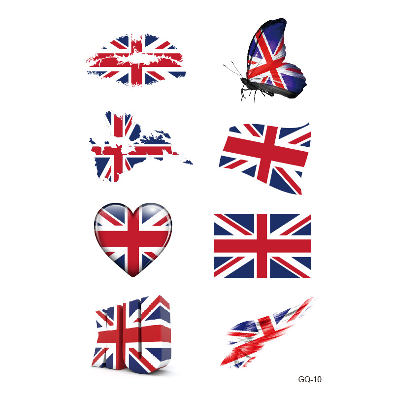 世界杯球迷脸贴欧洲杯美洲杯球队队旗环保防水纹身贴厂家现货批发