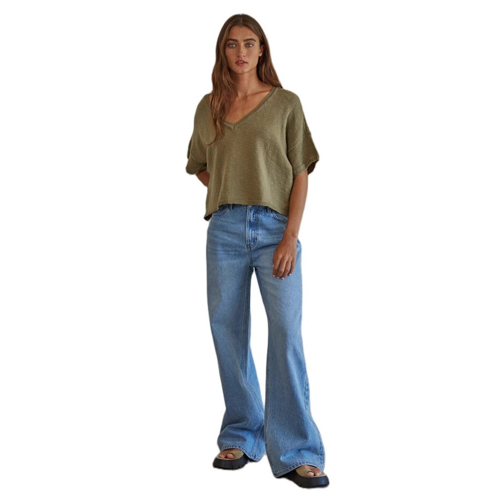 Europa y Estados Unidos hacer viejo lavado de cintura alta holgada slim jeans de corte recto versátil pierna ancha mop pants para mujeres Item Picture