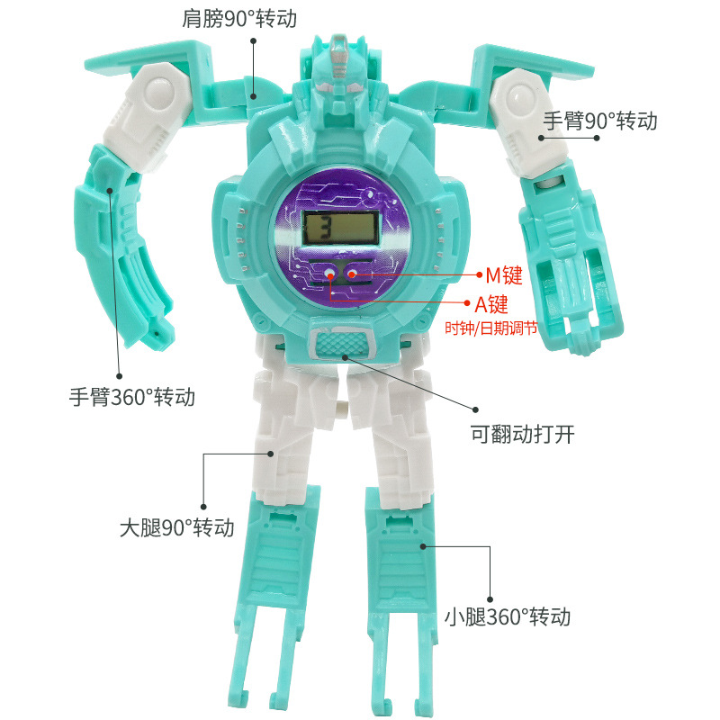 Transforming robot, children's electronic watch, men's casual smart watch, display screen, multi-functional sports watch Specification image