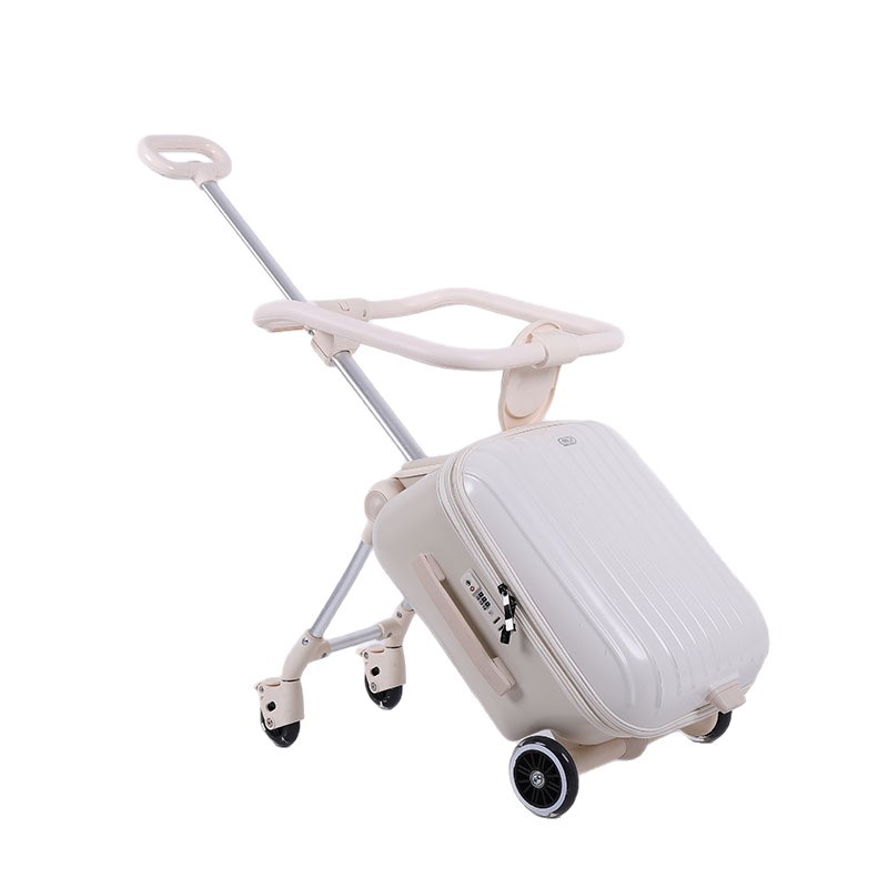 跨境新品儿童拉杆车旅行户外行李箱儿童推车拉杆箱宝妈旅行箱白底实物图