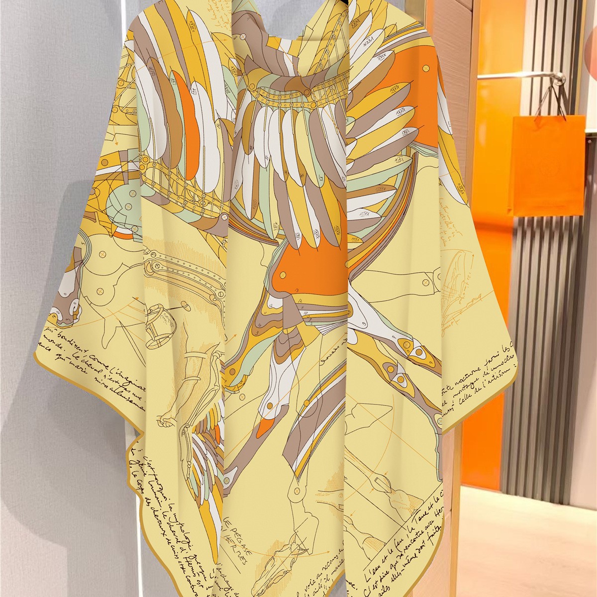 130 terciopelo pegasus pañuelo cuadrado otoño invierno suave terciopelo ceroso mantel caliente vintage estampado mecánico bufanda versátil mujer details Picture