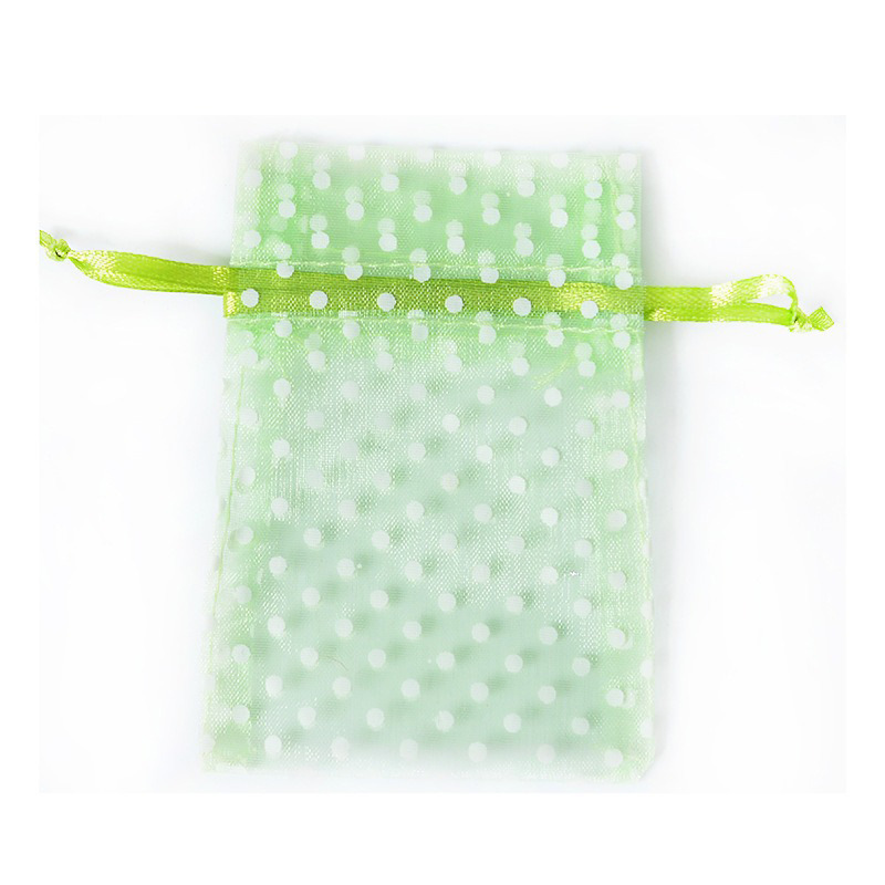 Source white dot pattern gauze bag, gift gauze bag, jewelry packaging gauze bag, drawstring opening storage, transparent gauze bag, 7.5*10cm Application Scenario