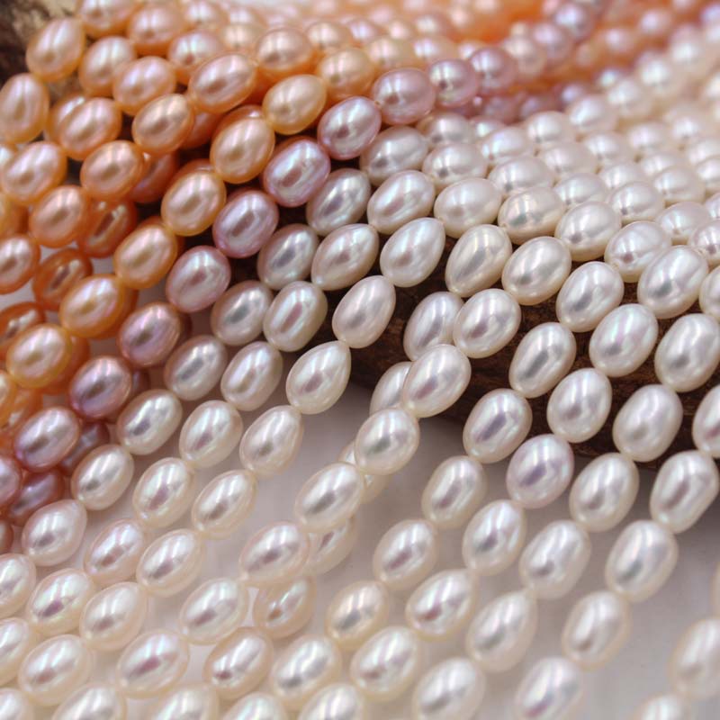 Strong light 2-9mm rice-shaped natural freshwater pearl loose beads, handmade diy jewelry necklace accessories, through hole rice beads wholesale Application Scenario