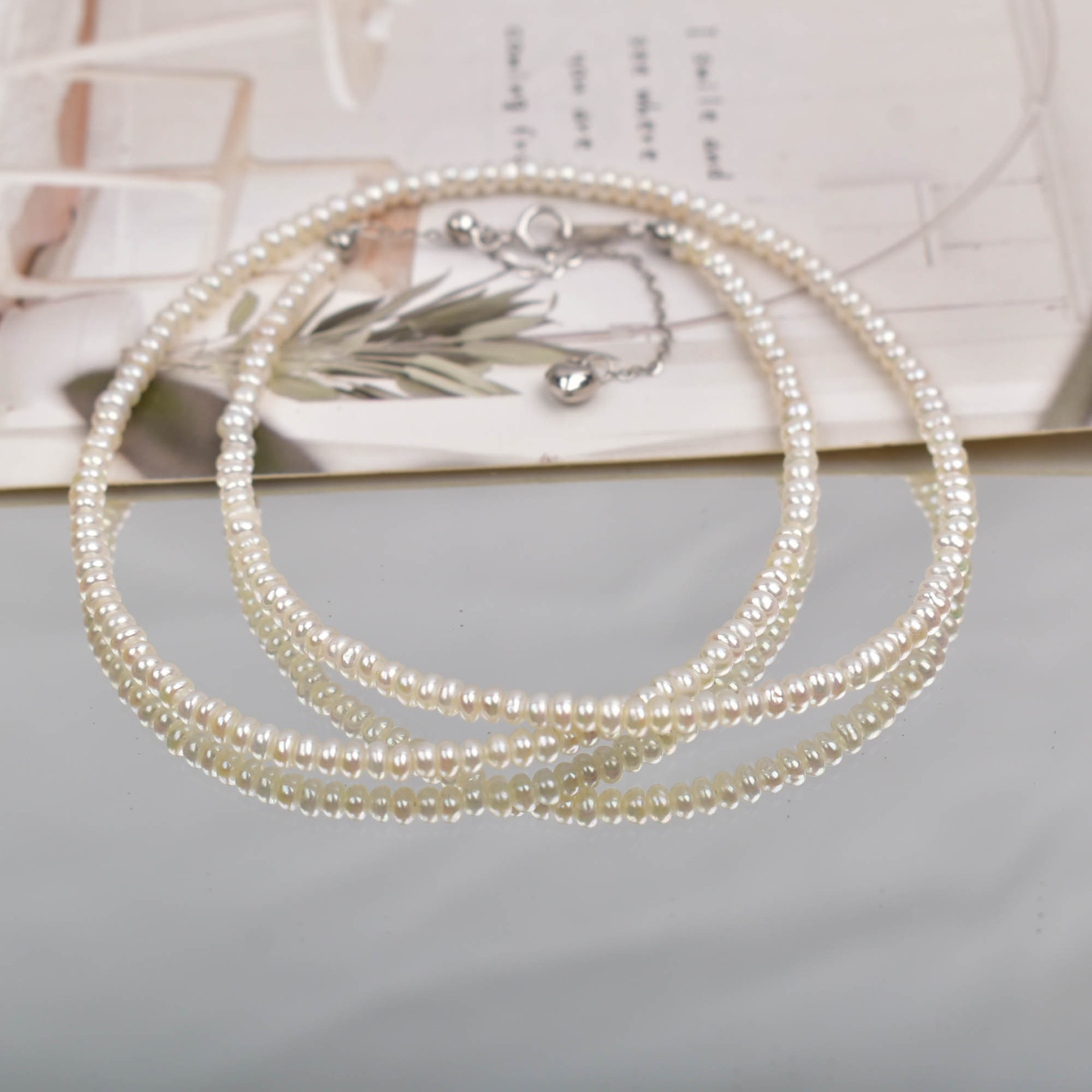 Natural freshwater true pearl necklace, versatile 925 silver 2-3 small pearl necklace, fashionable and simple small flat pearl collarbone chain Specification image
