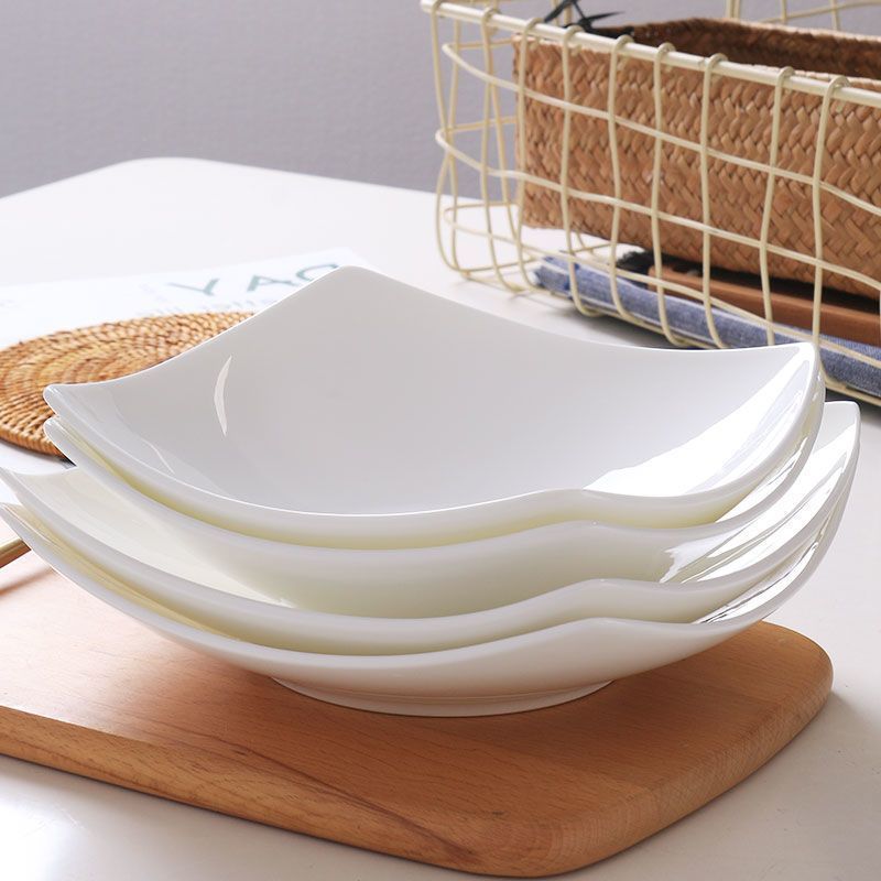 High-quality ceramic plates in ins, home-use square upturned plates, soup plates, salad bowls, light luxury Nordic-style deep plates Application Scenario
