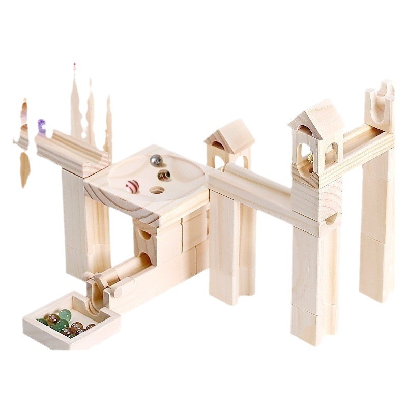 Onshine brand wooden marble track building blocks, children's educational assembly ball building blocks, solid wood assembly building blocks Item Picture