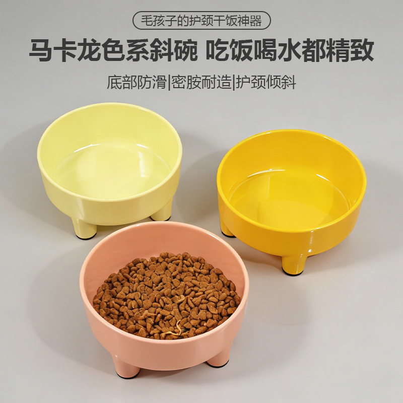 Wholesale new high-legged single round bowl cat and dog bowls, easy-to-clean pet food utensils, cat bowls Specification image
