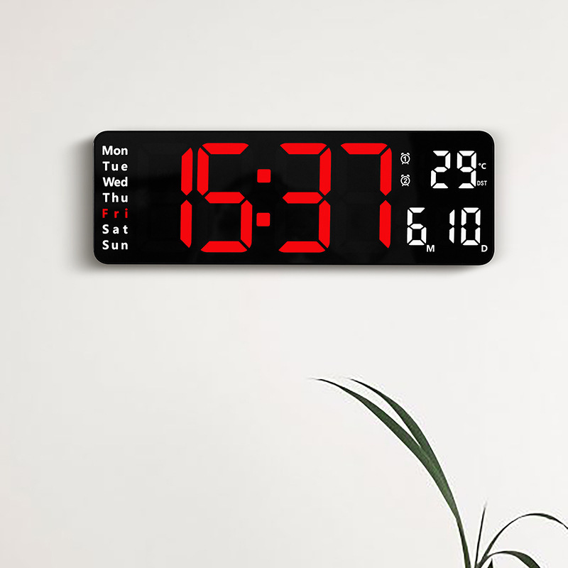 13-inch simple sitting and hanging dual-purpose living room clock, large font electronic clock, multiple alarm clocks, temperature and day of the week on the same screen, 6629 details Picture