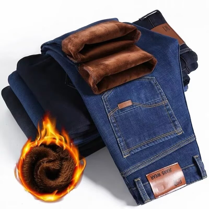 The new fleece jeans from Shan Shao Clothing are versatile for men's business and autumn and winter. They are casual, durable and washable straight-leg pants for men full figure