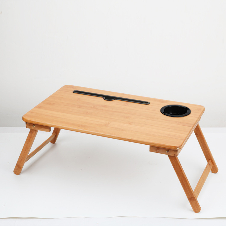 samexi bamboo folding table, laptop desk, small bed table, folding table for lazy people in the dormitory details Picture
