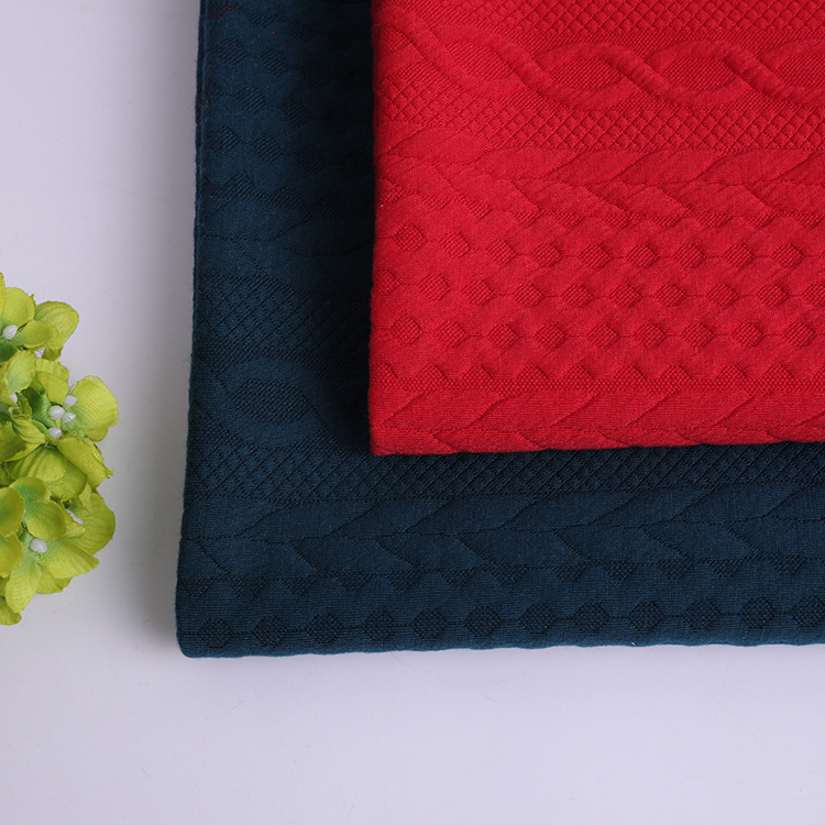 320g夹丝棉提花涤纶布 32s精梳棉针织提花面料 女装童装家访面料