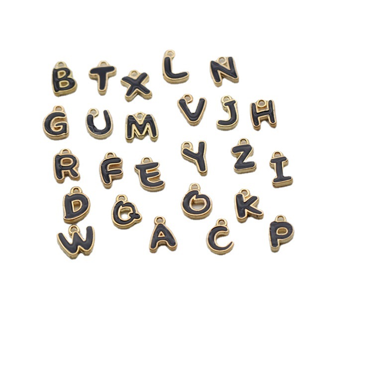 DIY accesorios accesorios 26 letras irregulares juego goteando aleación de aceite, collar pulsera colgante multicolor opcional Item Picture