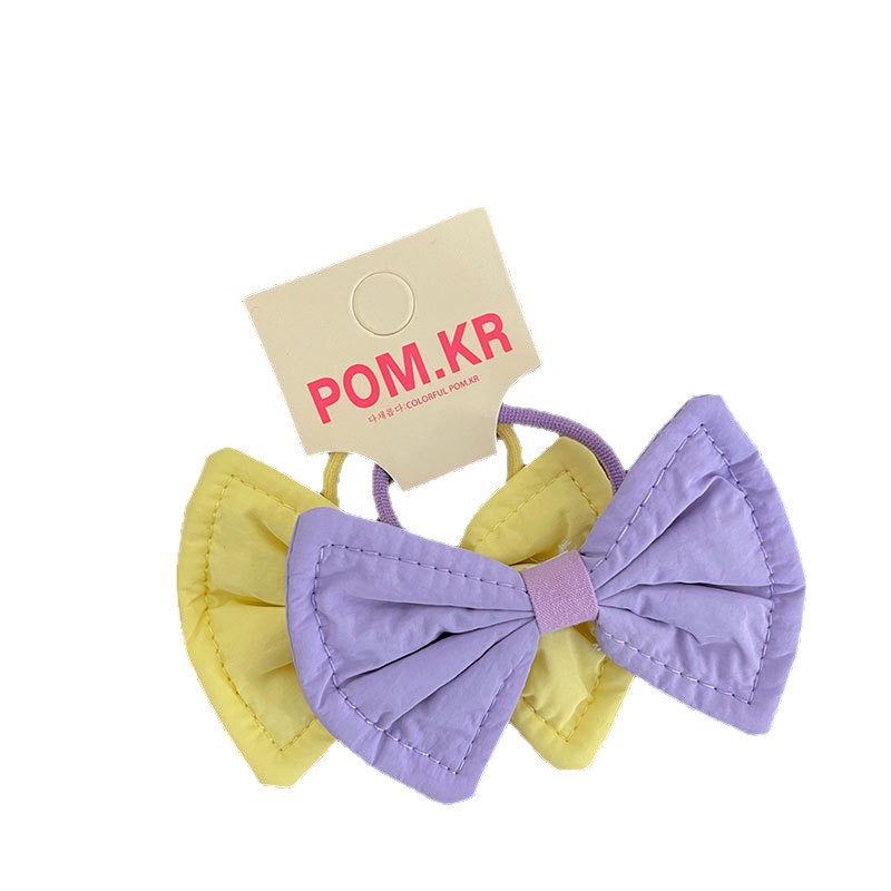 Primavera nuevo color bowknot hair loop pares de carga niños alta estiramiento cola de caballo cordón de cabeza bebé no daña el cabello banda de cuero mujeres Item Picture