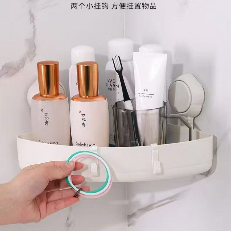 Bathroom Supplies Storage Rack On The Bathroom Wall, Corner Rack Without Drilling, Wall-Mounted Bathroom Rack details Picture