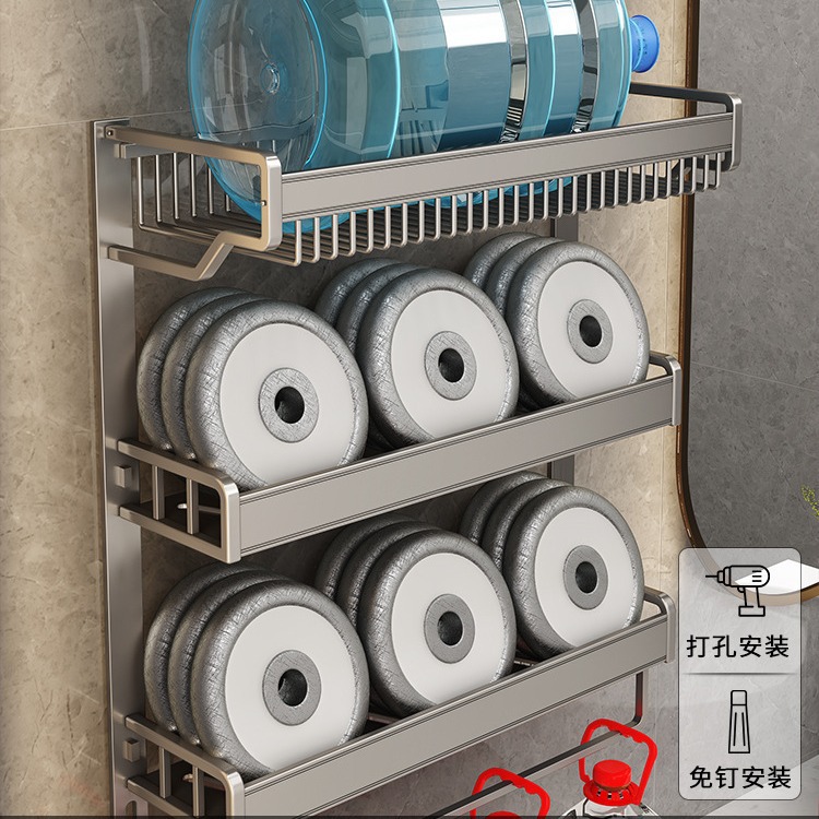 Towel rack, bathroom storage rack, bathroom toilet, non-drilling wall-mounted bathroom set, space aluminum bath towel rack Application Scenario