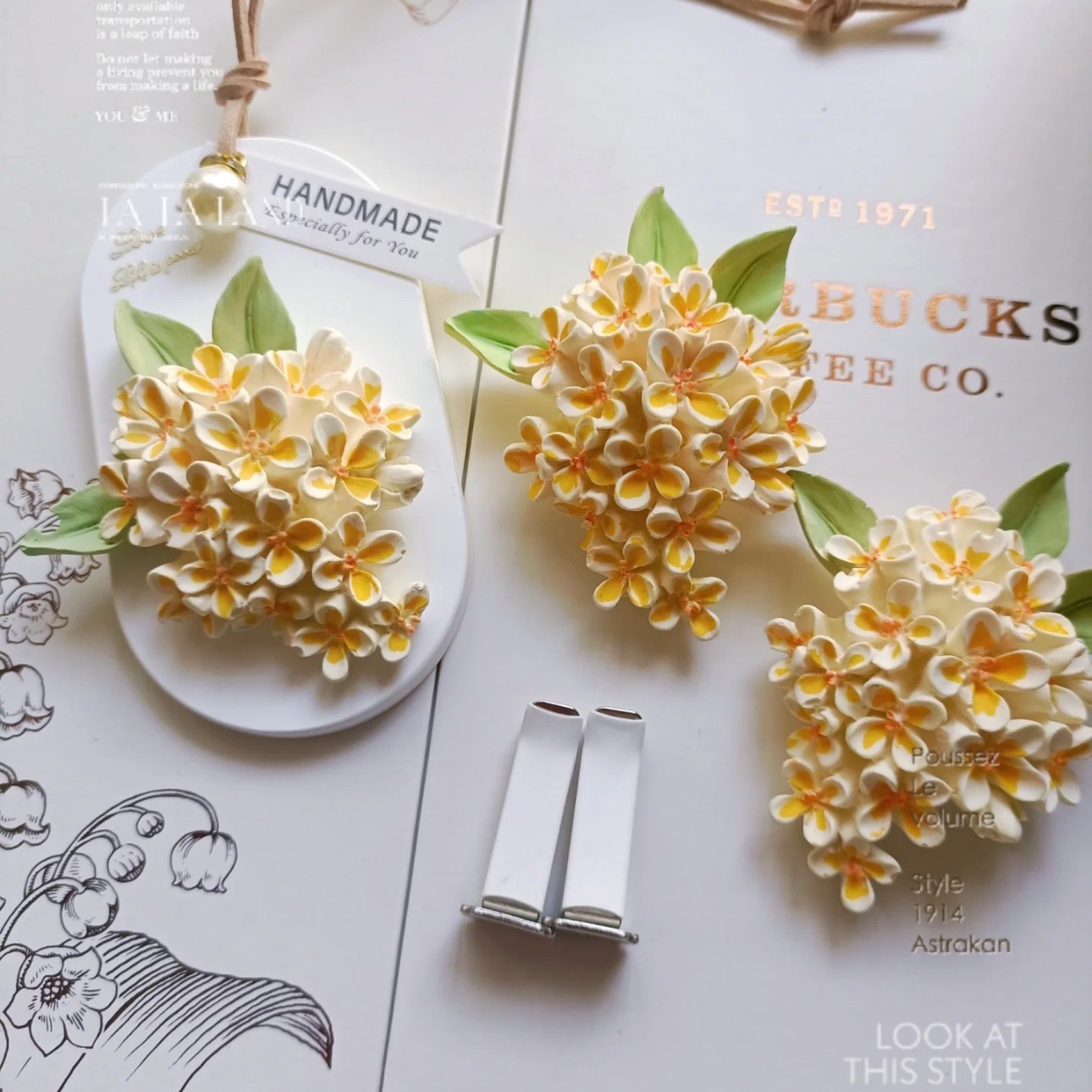 新品香薰石膏车载挂牌白胚花牌手工涂色DIY礼物可滴精油当扩香石