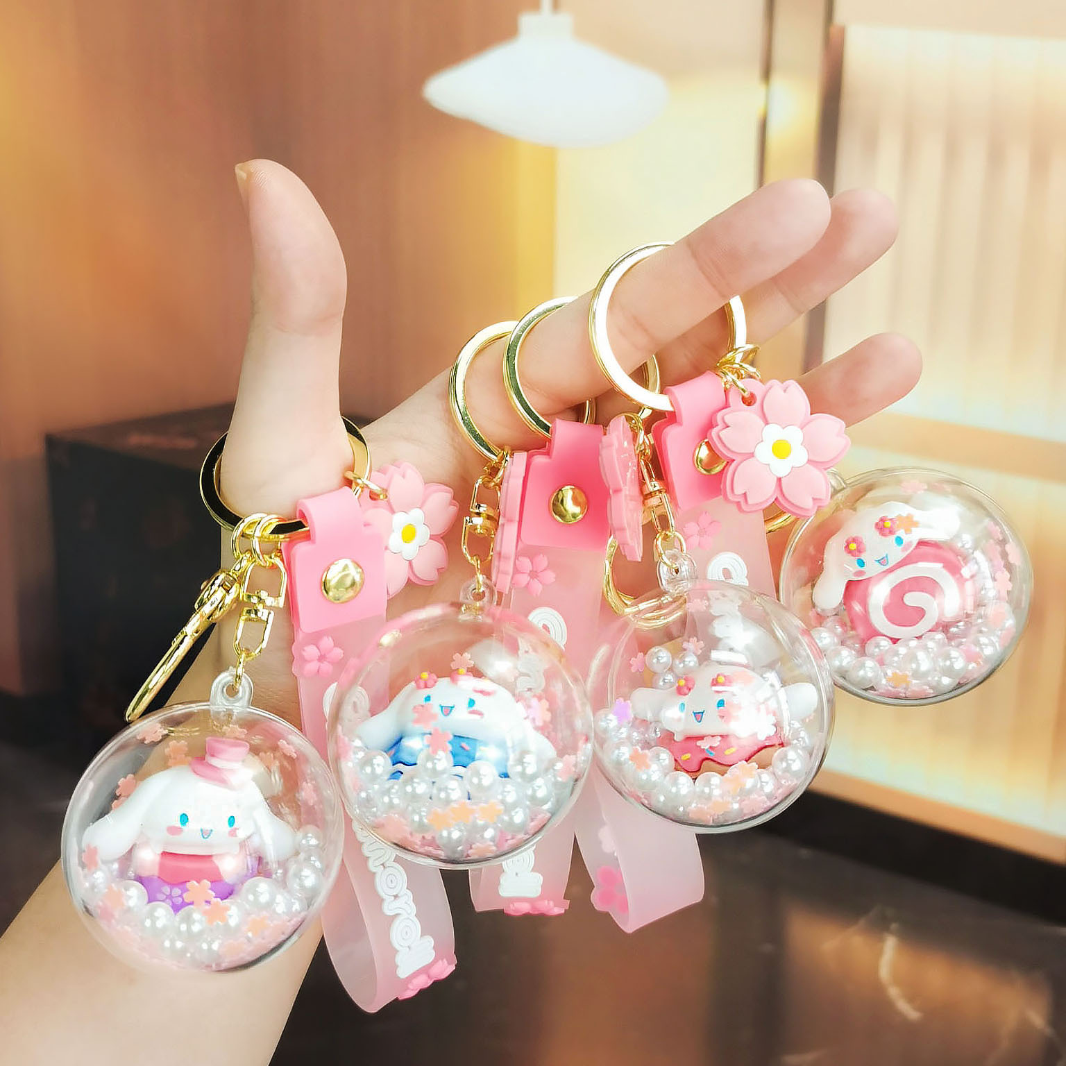 热销亚克力三丽鸥樱花日记系列圆球钥匙扣精致车钥匙可爱书包挂件