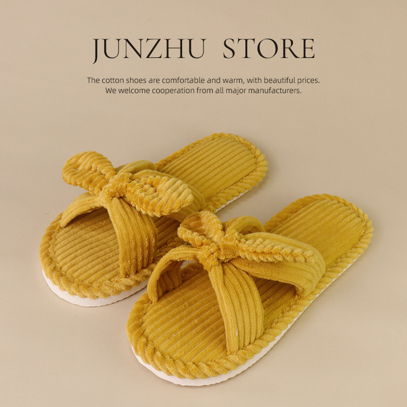 亚马逊少女棉拖鞋INS蝴蝶结居家毛绒拖鞋室内毛毛女批发毛茸茸