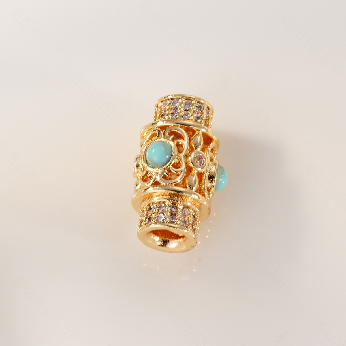 DIY jewelry accessories for bracelets, necklaces and clasp caps, fully set with zirconium turquoise beads and plated with real gold to retain color and have a high-end feel Specification image