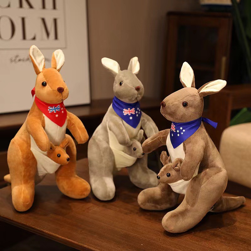 Madre hijo canguro juguetes de peluche niños dormir almohada calmante muñeca de trapo muñeca chica moe canguro