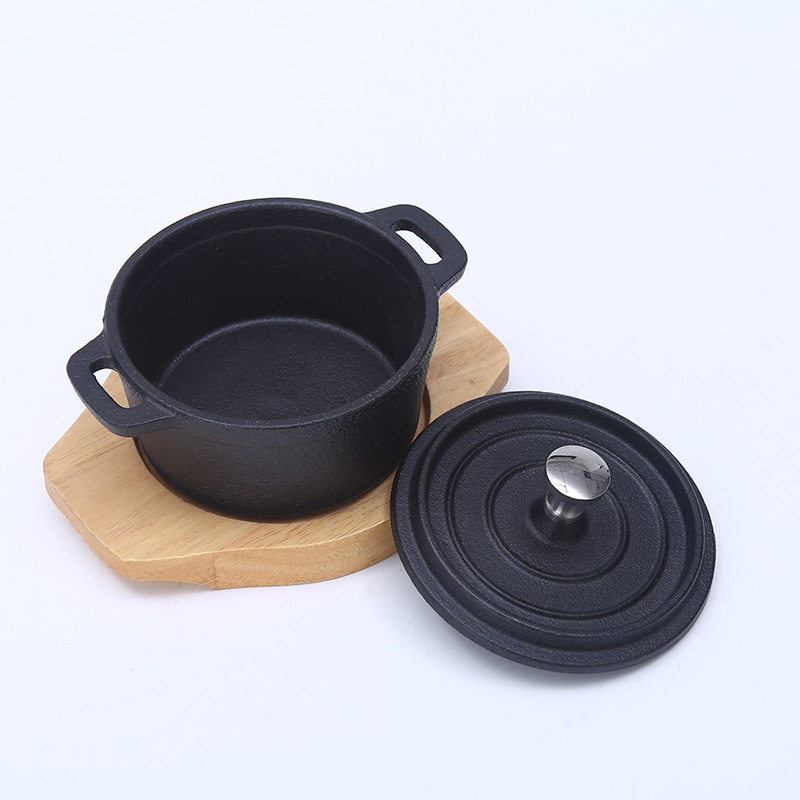 Cross-border multi-layer thickened cast iron soup pot, double-ear deepened flat bread pot, universal uncoated anti-rust and non-stick stew pot Specification image