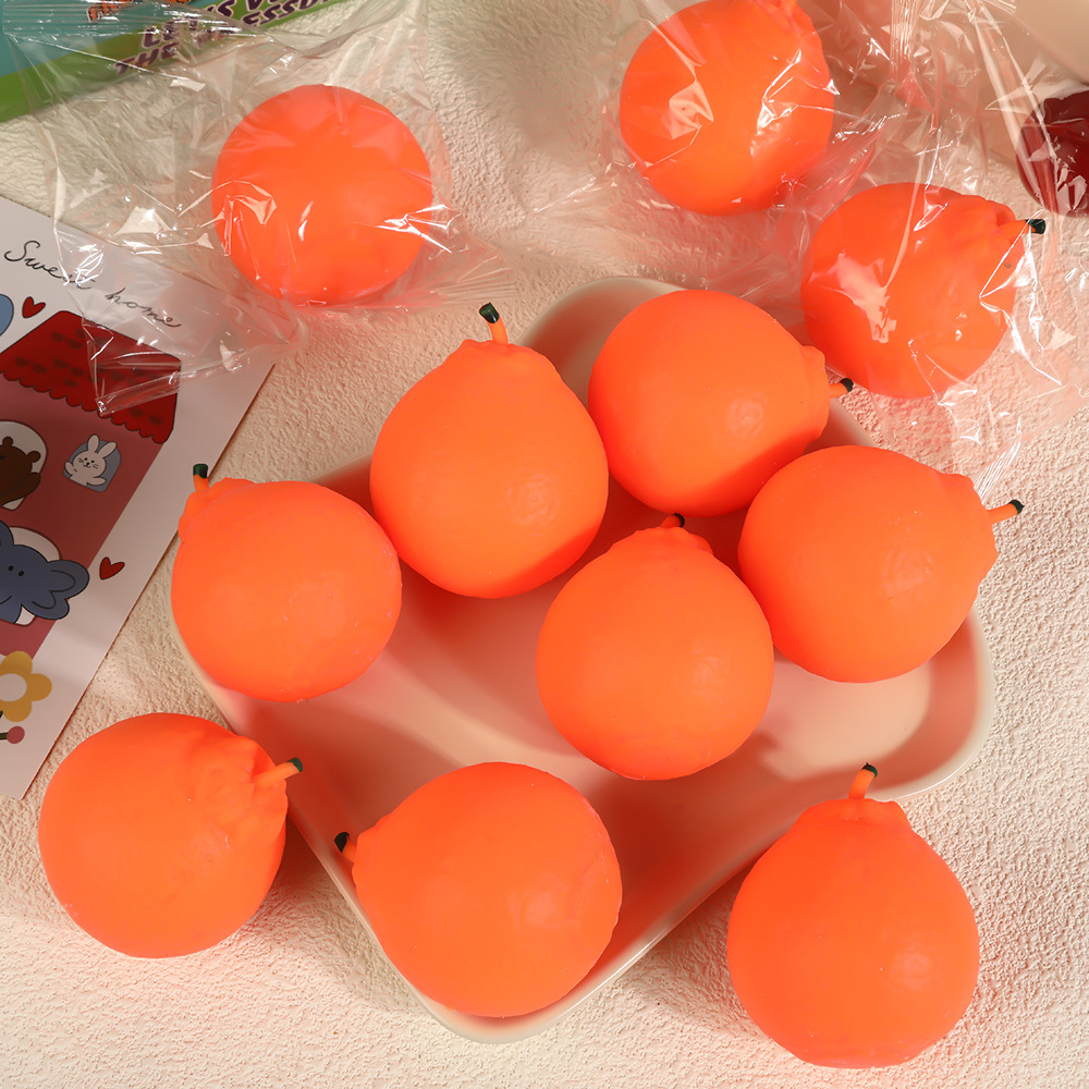 Simulated fruit orange pinching fun slow rebound children's fun stress-relieving Ugly orange food play night market stall stress-relieving toys details Picture