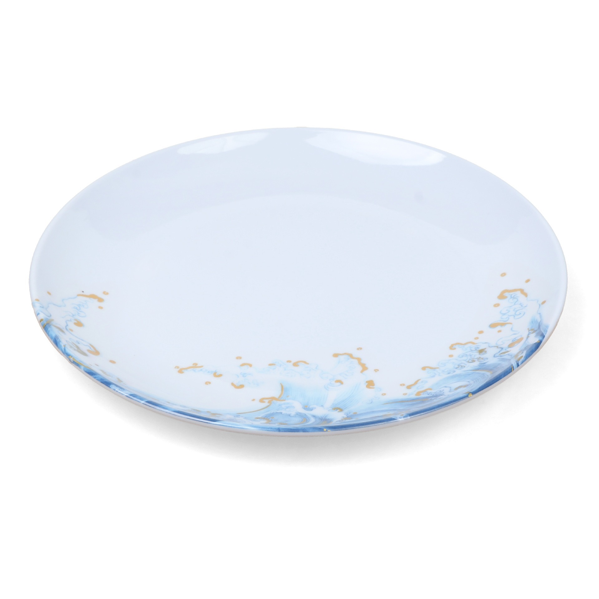 Wholesale of foreign trade Golden Wave melamine tableware round plates, flat plates, plastic dinner plates, Western dinner plates, commercial round plates Specification drawing