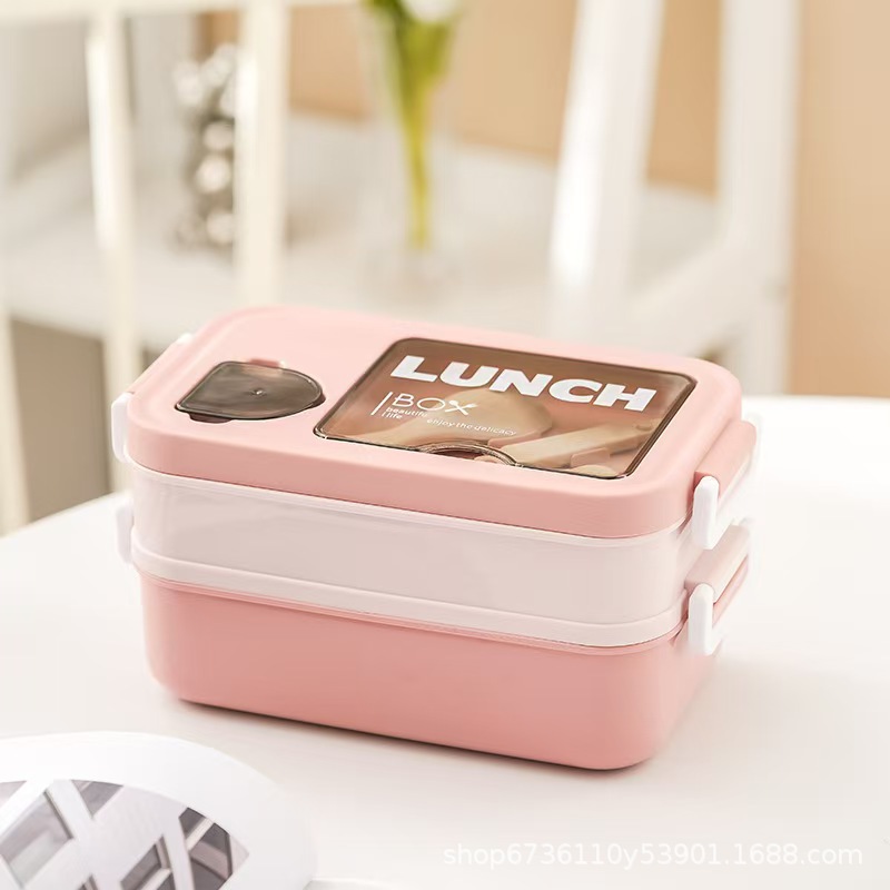Cross-border student compartments bento, food-grade children's fruit, double-layer insulated office worker lunch box, heated by microwave oven Specification image