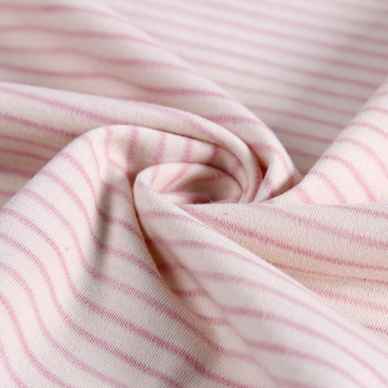 有机棉彩棉条纹针织面料适用于婴幼儿内衣连体衣爬爬服纯棉法兰绒产品图