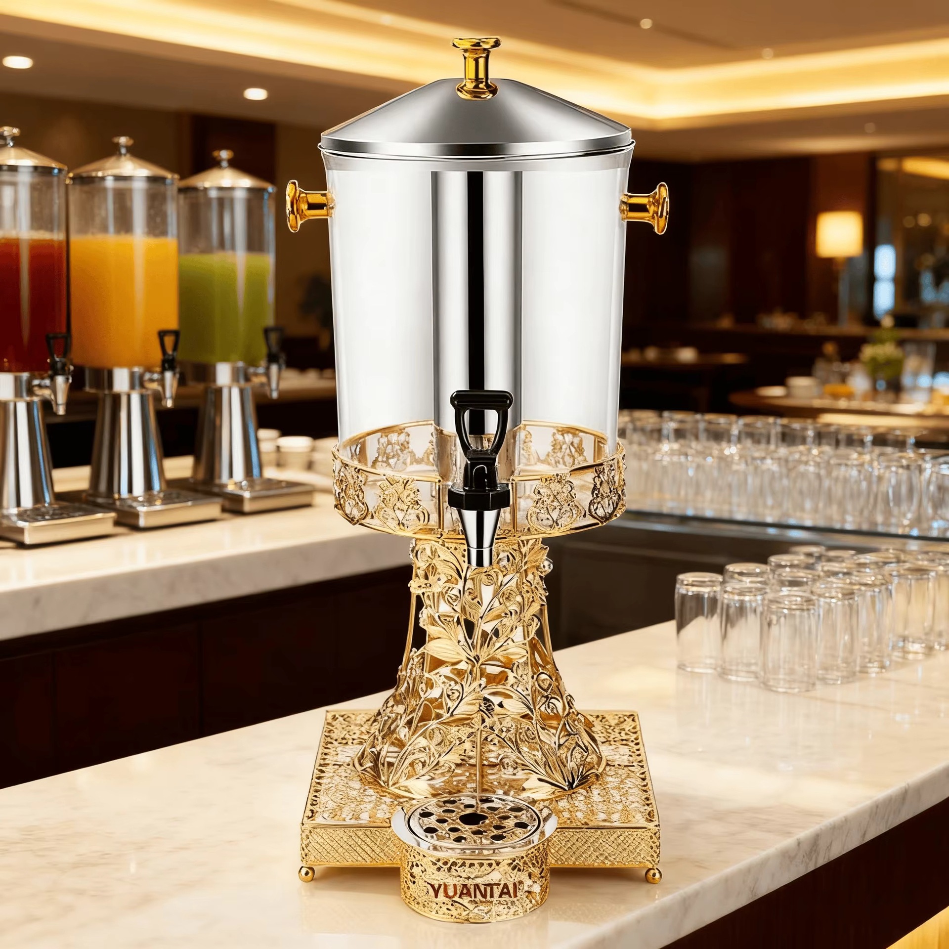 Business hotel 8L stainless steel self-service beverage juicer and cold water dispenser details Picture