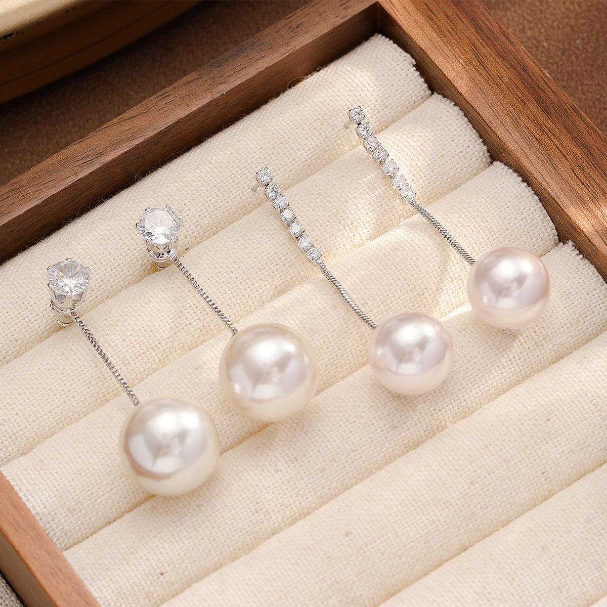 NALA娜啦s925纯银针秋冬耳饰高级感珍珠耳环秋冬简约百搭女士耳环