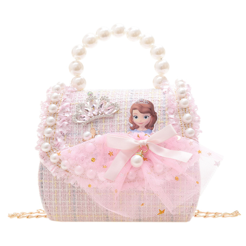 New children's bags, fashionable princess single-shoulder crossbody bag, Korean version cute pearl girl handbag, trendy wholesale Item Picture