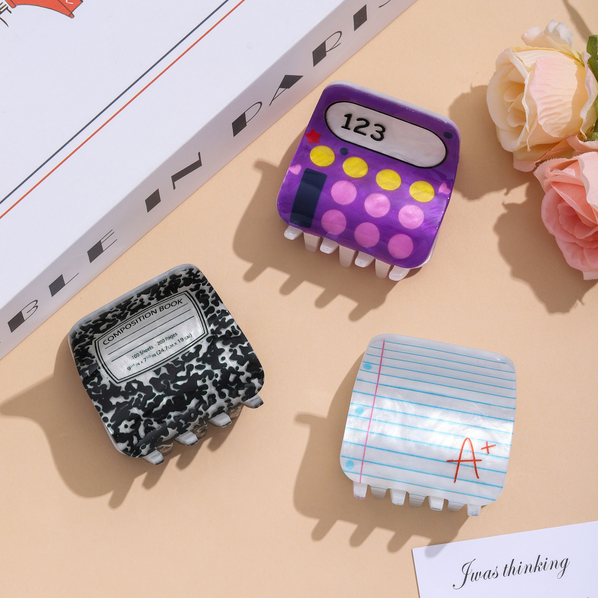 Cross-border new cute books, computer hair clips, cartoon notebook hair clips, back-to-school season gifts, party hair accessories full image