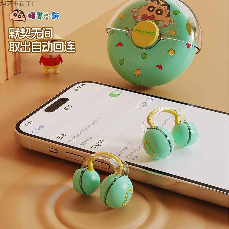 Crayon Shin-chan Bluetooth headphones, wireless open clip type, high appearance level, sound quality, noise cancellation, gift Qualcomm chip details Picture