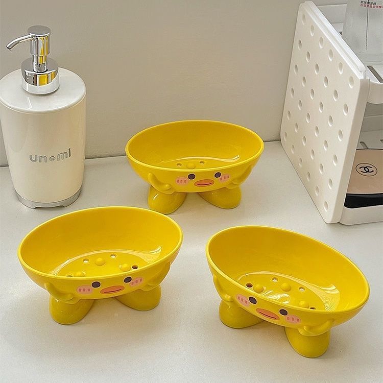 Soap box, home cute cartoon bathroom soap box, draining little yellow duck soap box, thickened storage rack for dormitory details Picture