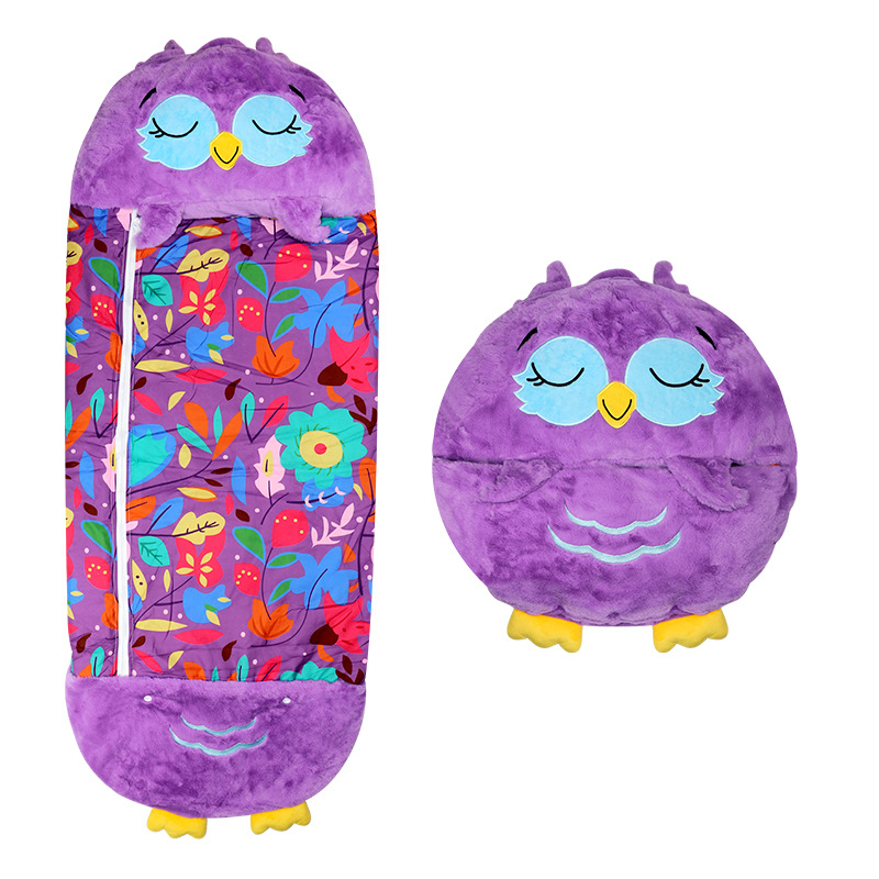 The new cross-border owl children's sleeping bag for big kids features a cartoon anti-kick design for autumn and winter, providing warmth and warmth with thickened features Item Picture