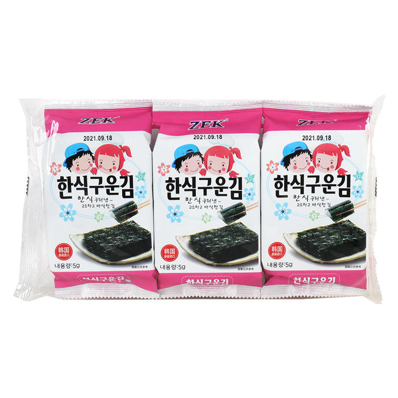 韩国ZEK烤海苔3连包橄榄油味葡萄籽油味零食即食调味海苔美味细节图