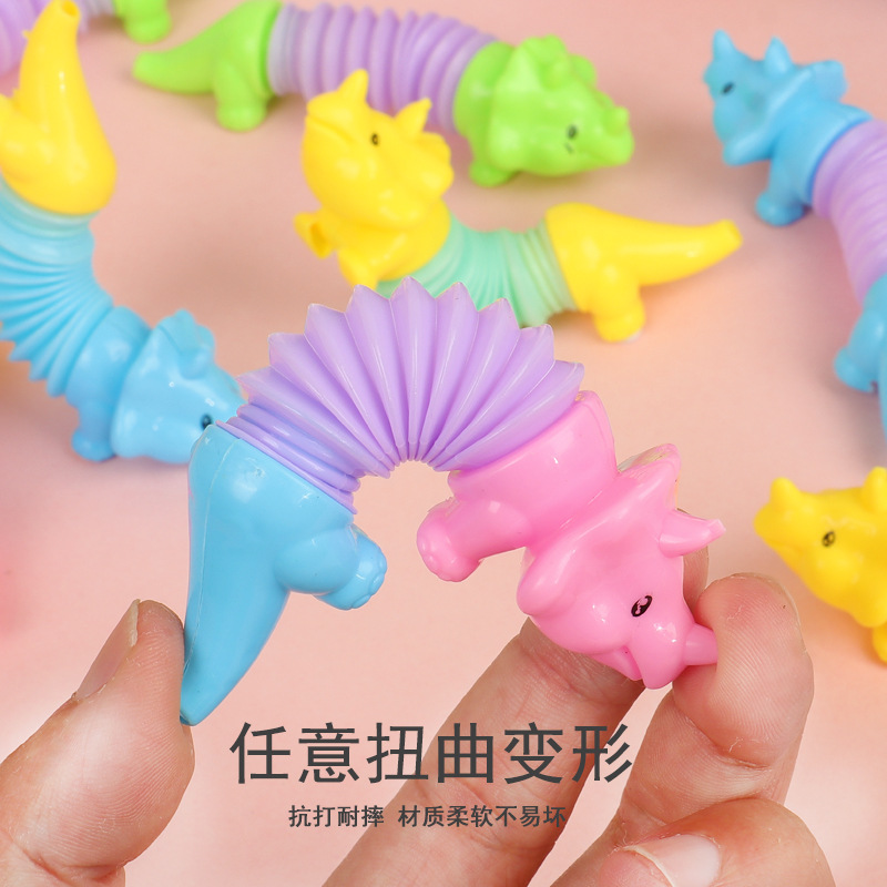 Telescopic pull tube dinosaur toys for release and stress relief, animal stretch tubes, small dinosaurs, street stall, square stall manufacturer wholesale Specification image