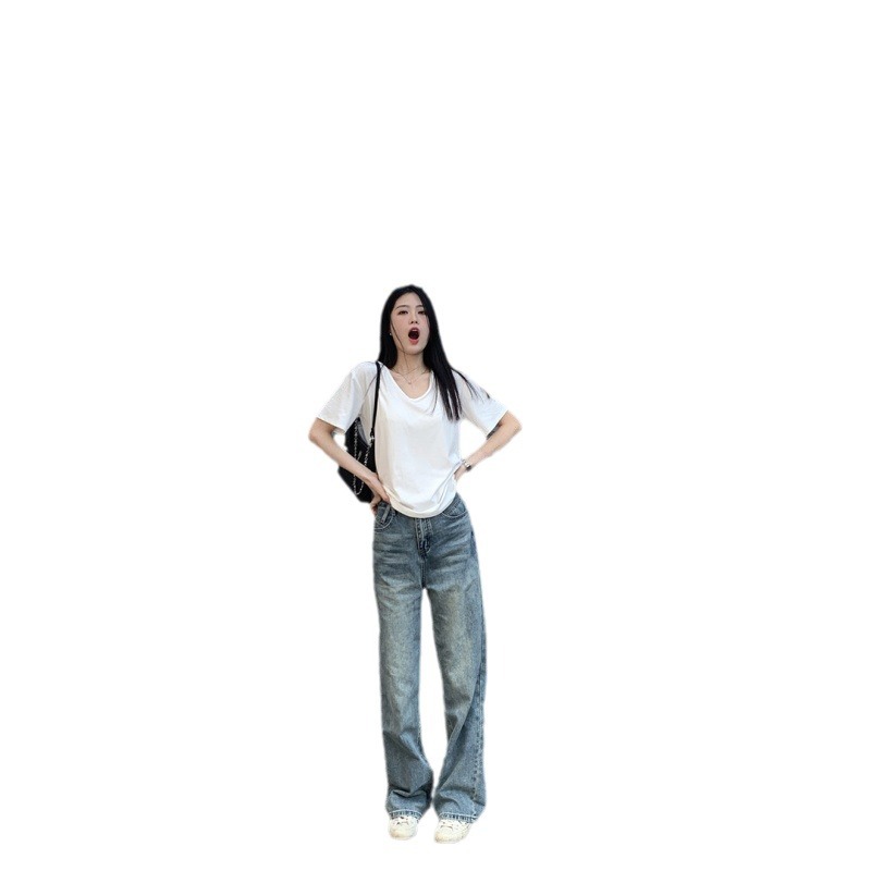 打底衫女长袖韩版/短袖/尾货/t恤/服装白底实物图