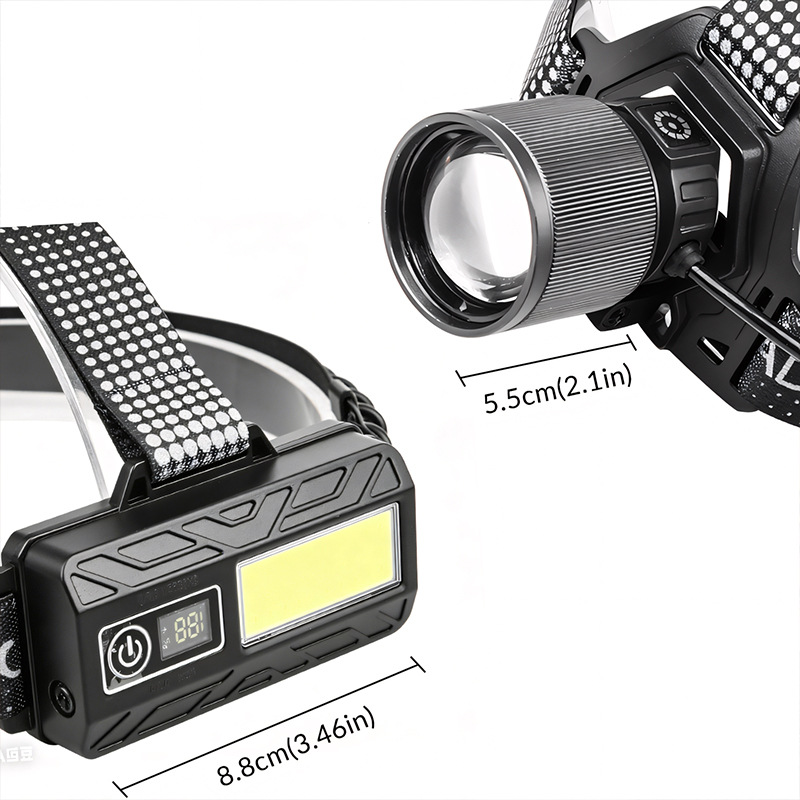New cross-border white laser long-range strong headlamp 18650 USB charging digital display with output aluminum alloy headlamp Item Picture