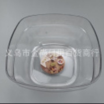 Transparent solid color square, round or oval salad bowl, household multi-functional soup bowl, plastic bowl, large dough kneading basin