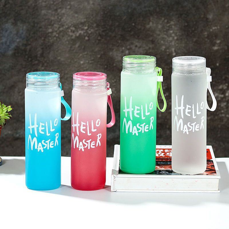 Macaron gradient seven-color glass cups, frosted couple glass water cups, heat-resistant glass advertising gifts, casual cups