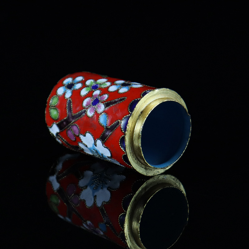 Beijing Jingtai LAN vintage cultural and artistic collectibles Small ornaments, copper body cloisonne enamel filigree silver-blue fine toothed sign tubes Specification image