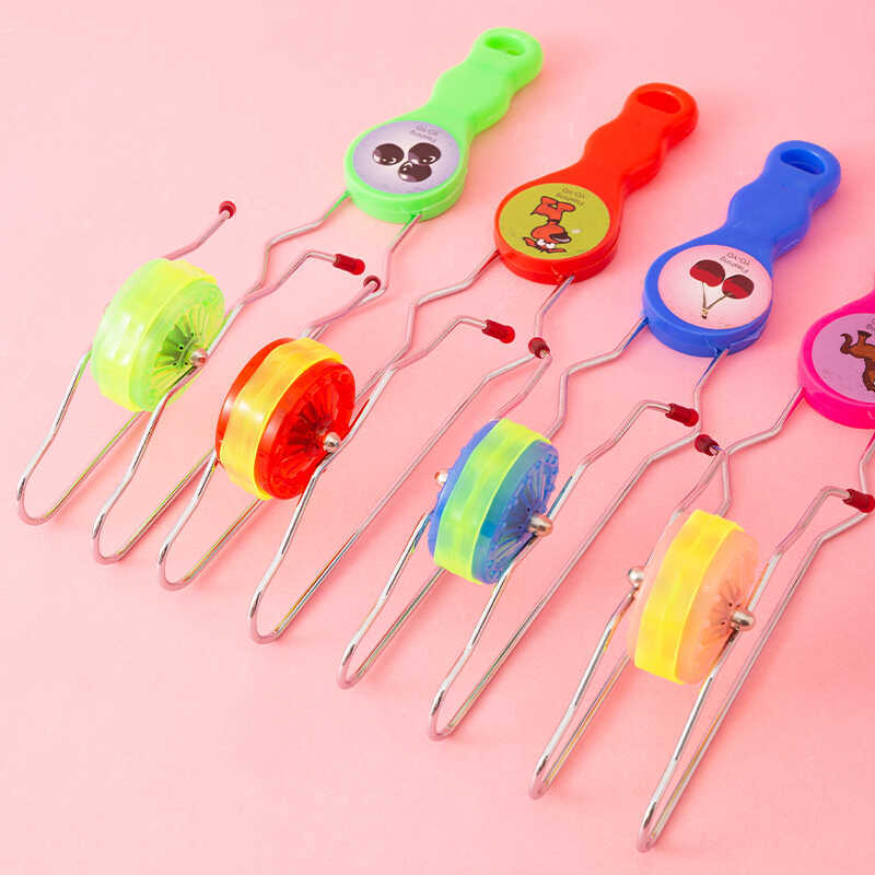 Children's illuminated hand-cranked magnetic track magic UU ball Magic Spinning magnetic yo-yo colorful top toy Specification image